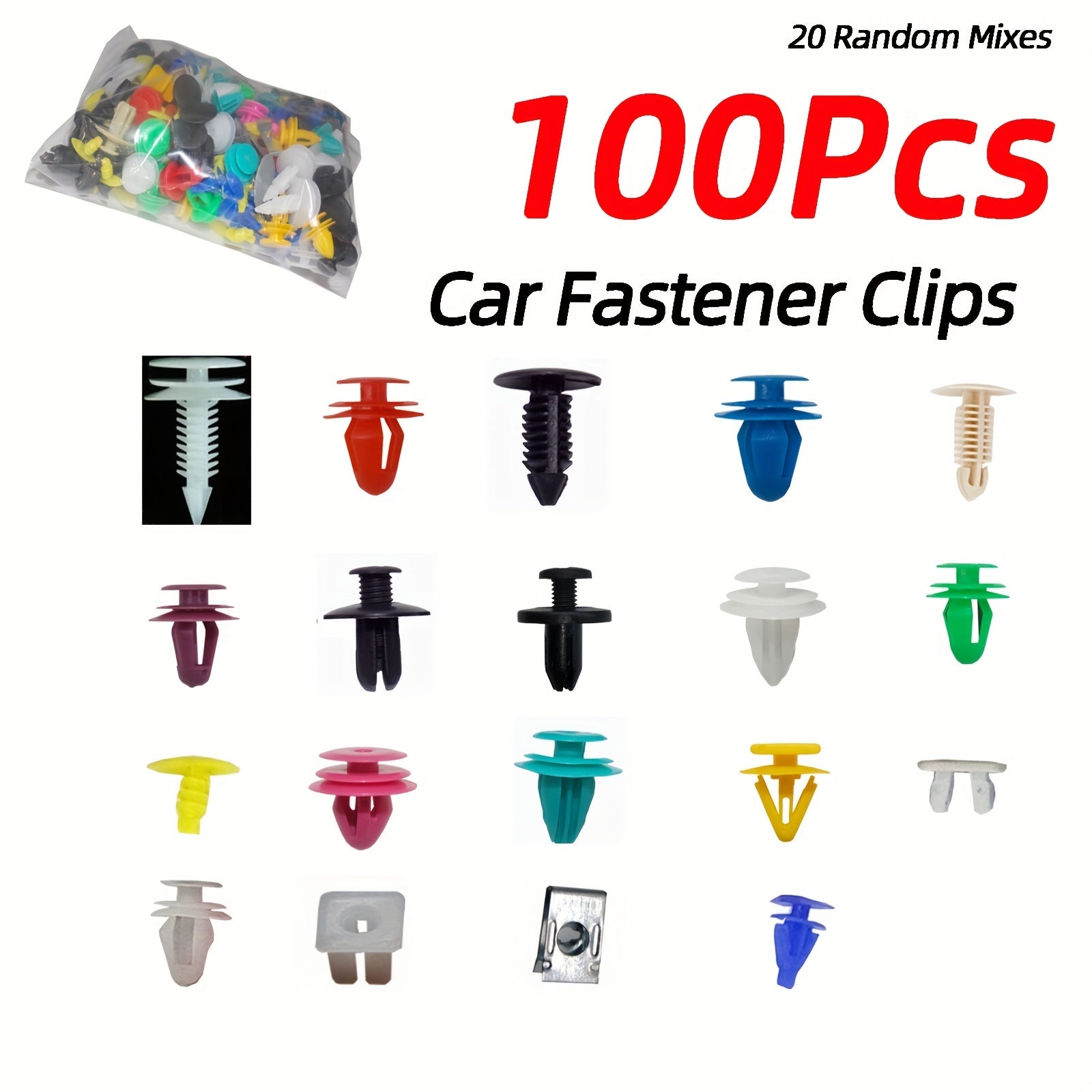 Juego de clips de sujeción de plástico universal para coche, parachoques, guardabarros, puerta, interior