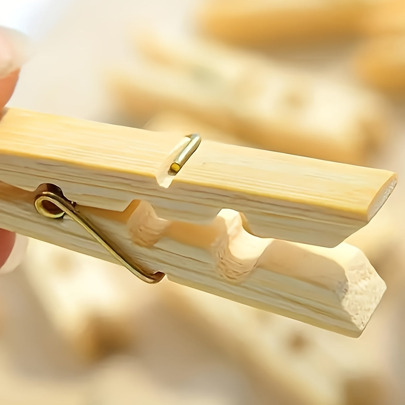 Juego de 40 pinzas de ropa de bambú resistentes a la intemperie para lavandería en interiores y exteriores