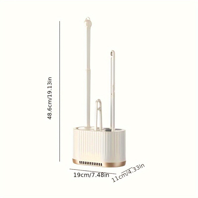 4-Piece Plastic Toilet Brush Set with Storage Rack Wall Hanging Bathroom Cleaning Tools