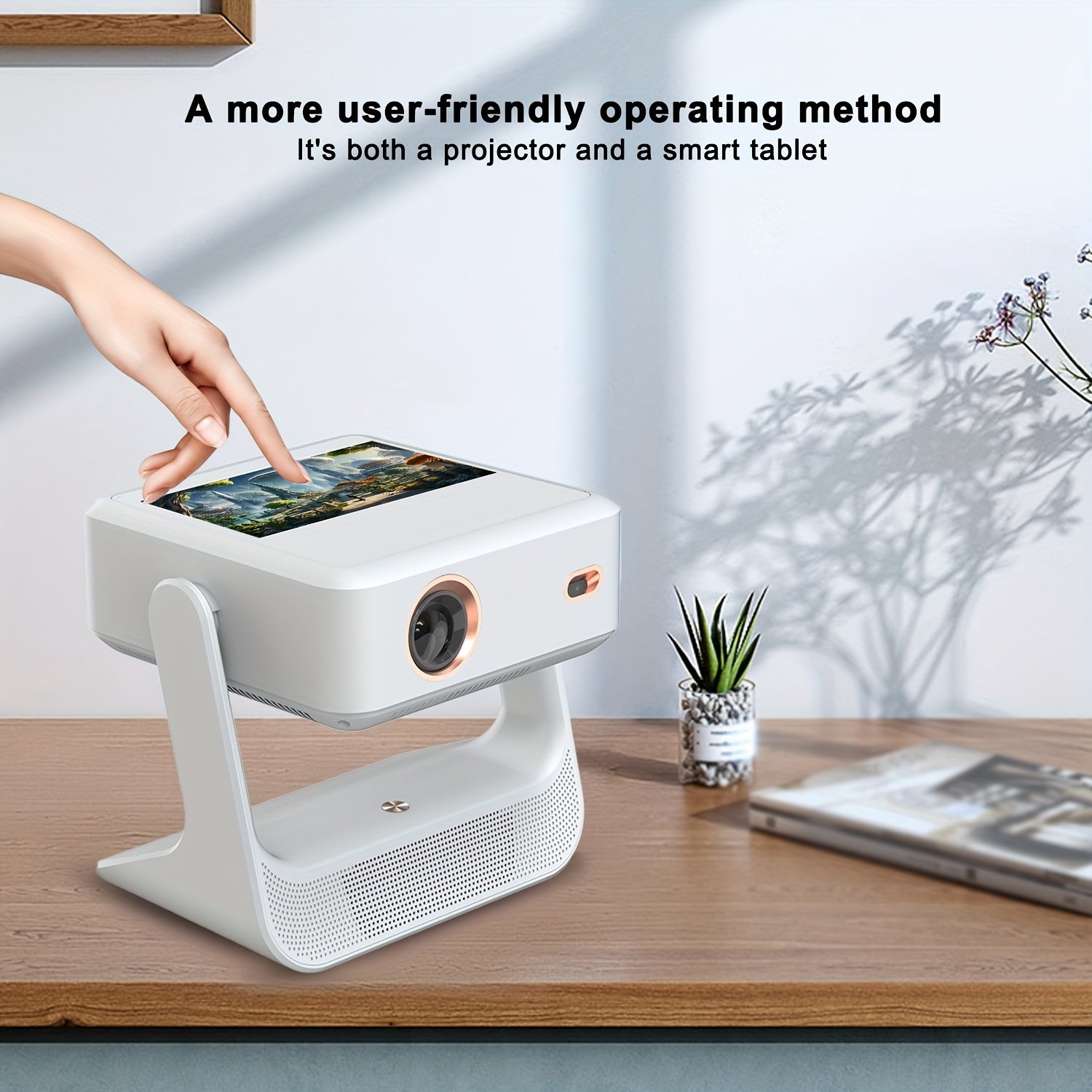 Portable 1080P 4K Projector with Touch Screen WiFi 6 Home Theater