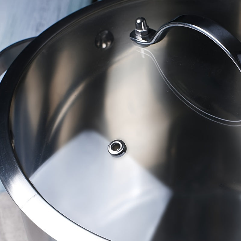 Stainless Steel Stockpot 6.8 Quart with Tempered Glass Lid for Soup and Stew Cooking