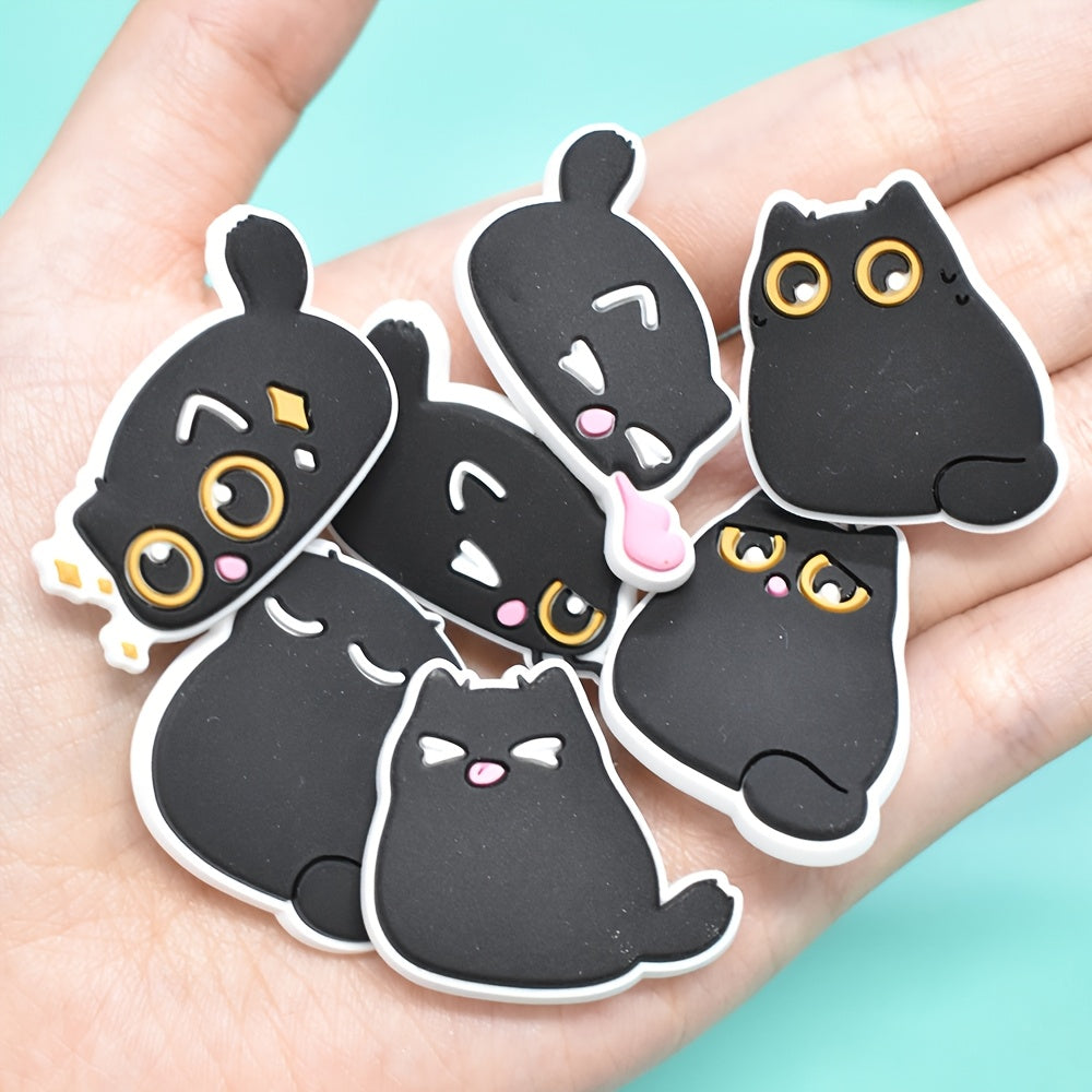 15 dona qora mushuk poyafzal charm to'plami plastmassa poyafzal bezaklari aksessuarlari