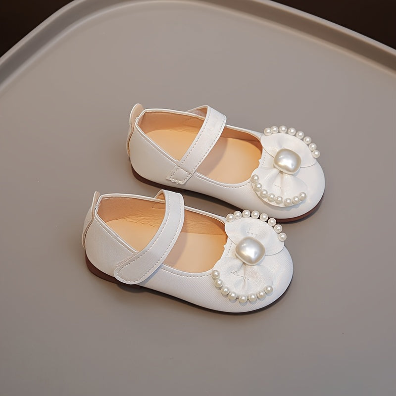 Zapatos Mary Jane para niñas con lazo de perla, ligeros y transpirables para fiestas y bodas