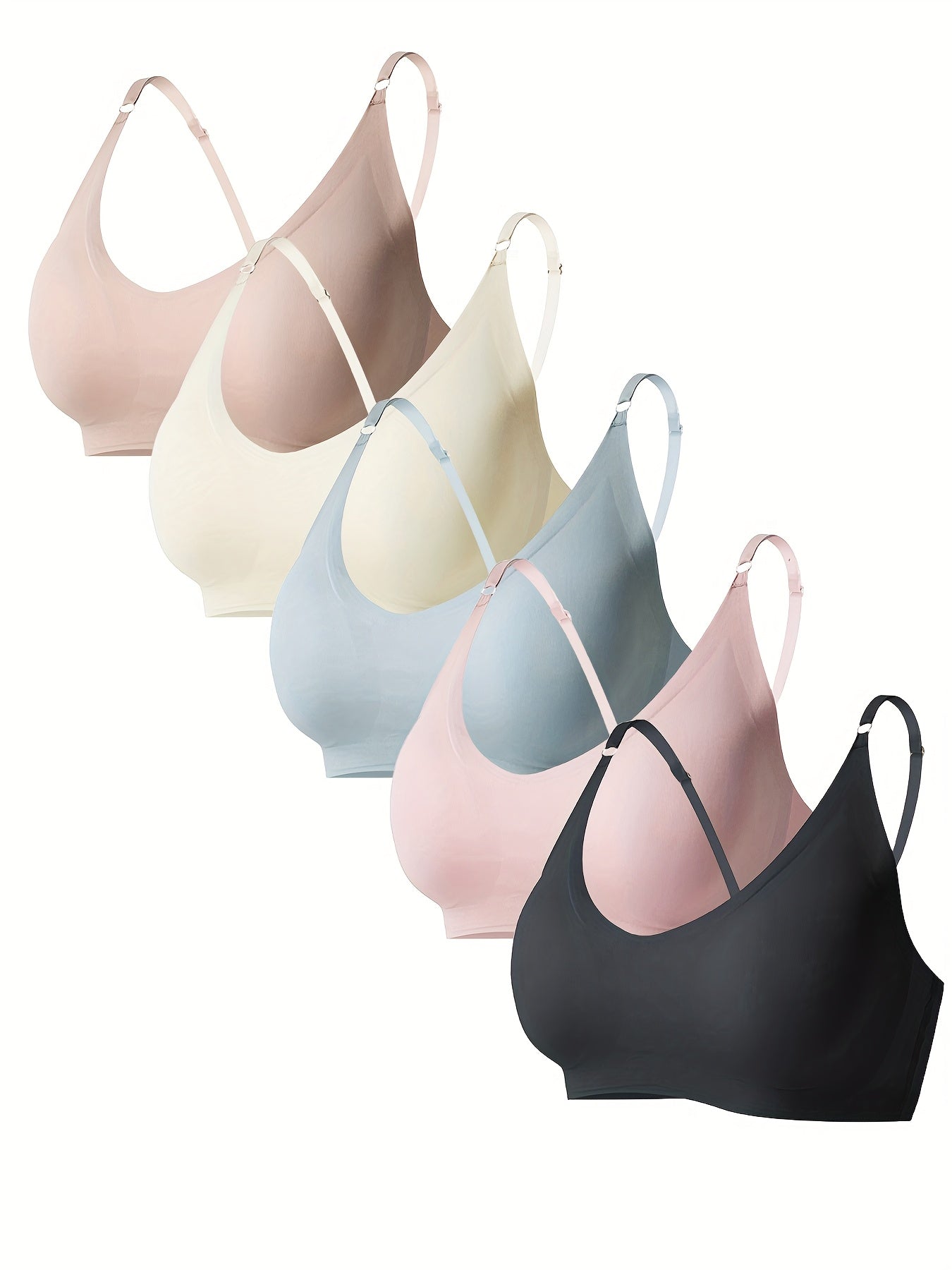 Plus Size Wireless Seamless Padded Bra 5 Pack