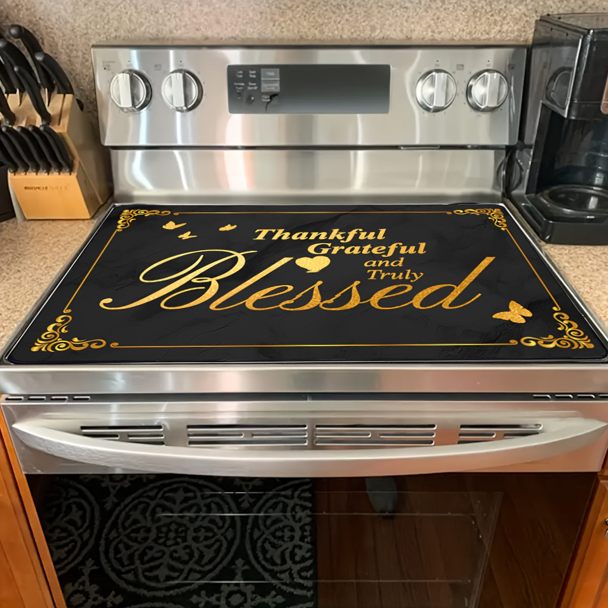 Extra Large 28.5x20.5 Inch Anti-Slip Glass Stove Top Cover Protects Electric Cooktops