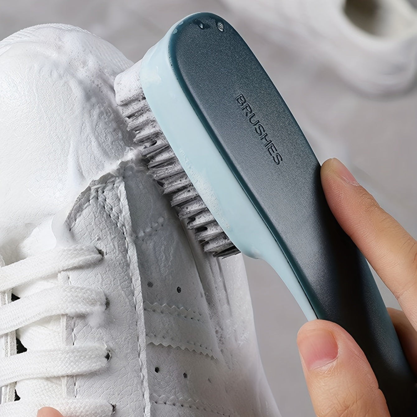 Unisex Soft Bristle Long-Handle Shoe and Clothing Cleaning Brush Black