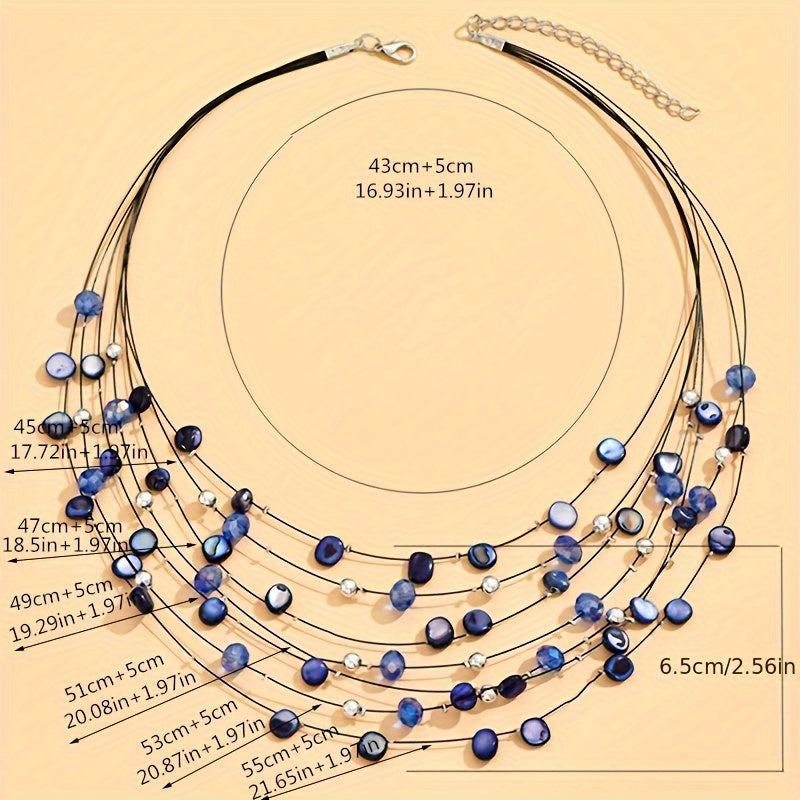 Women’s Boho Beaded Multi-Layer Choker Necklace Adjustable Statement Jewelry