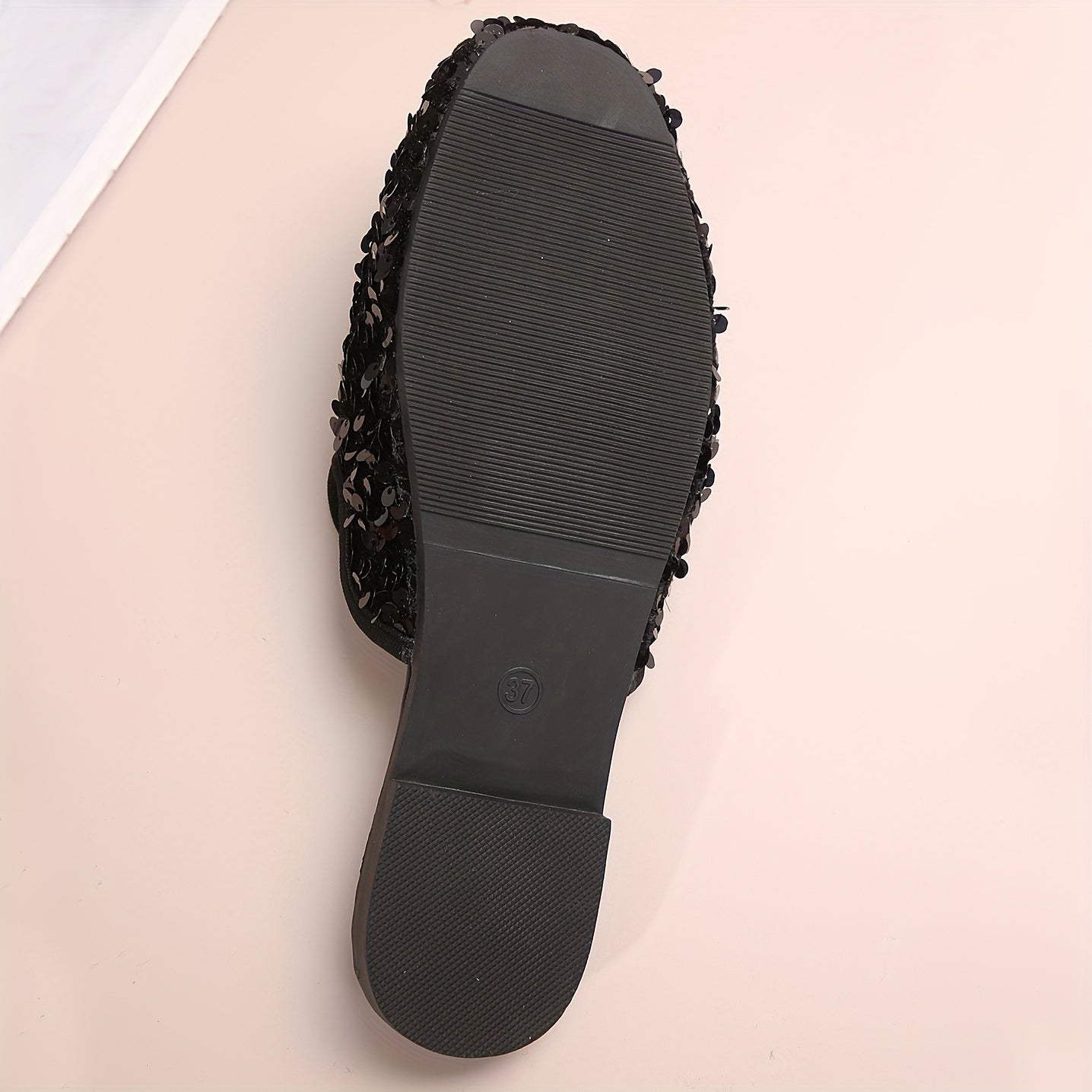 Women's Sequin Flat Shoes with Round Toe Slip-On Lightweight Fabric