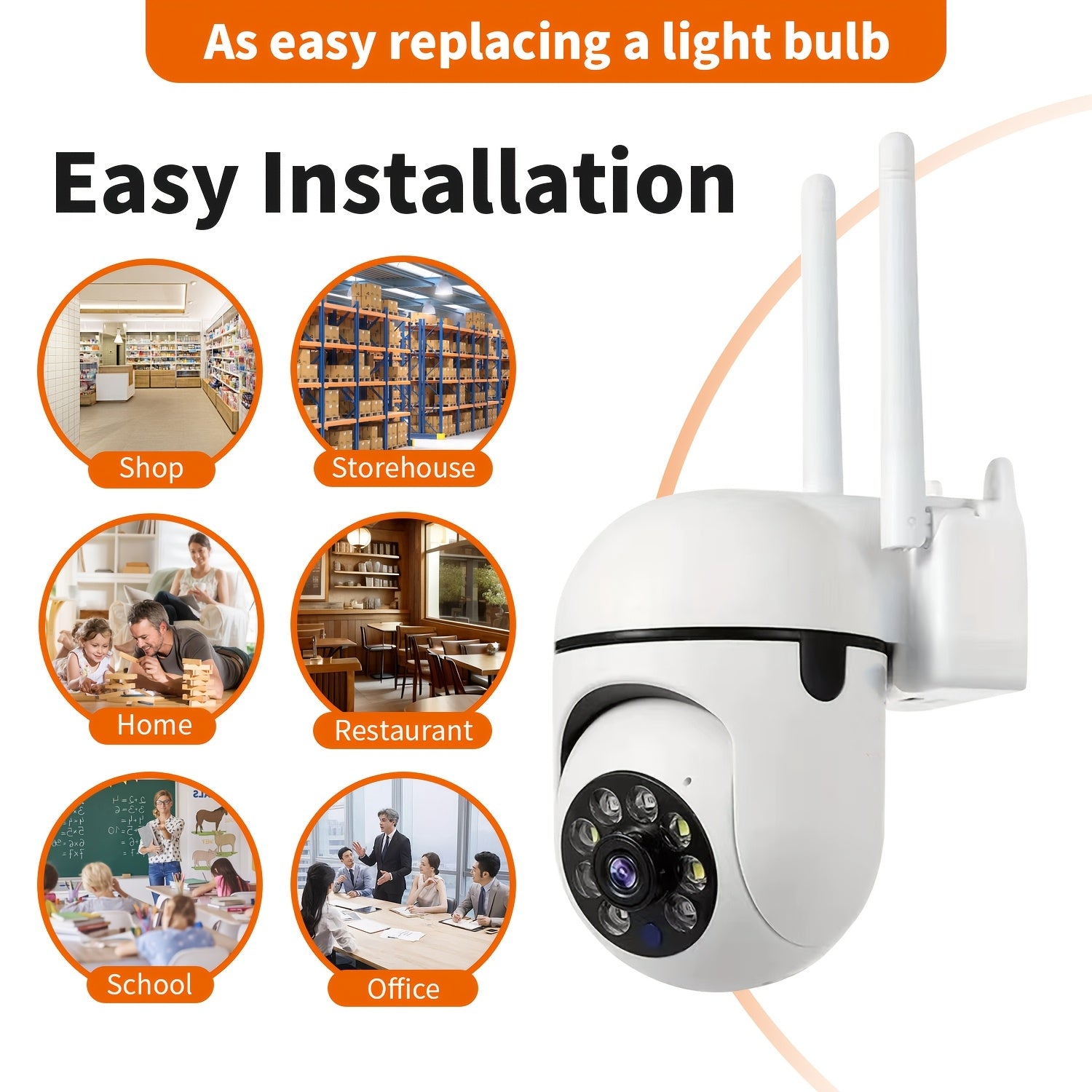 Smart Home Security Camera with Night Vision Two-Way Audio Motion Detection Cloud Storage