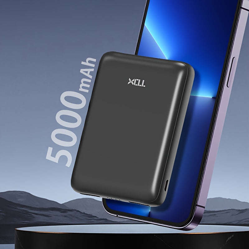 5000mAh Portable Power Bank with USB-C Dual Outputs for iPhone and Android