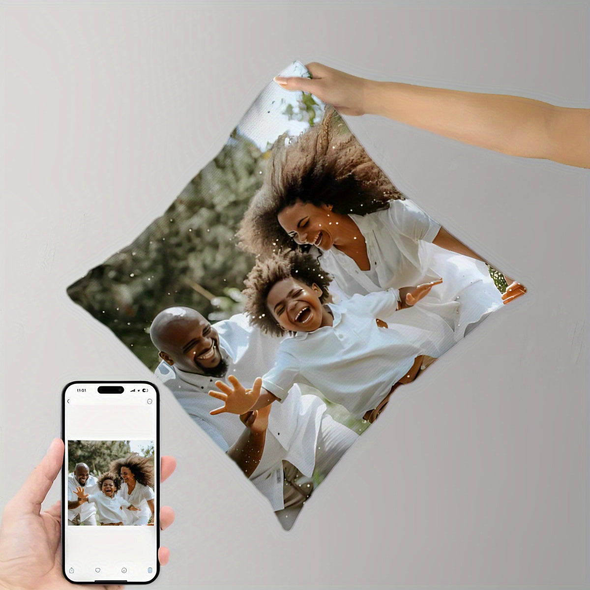Personalized Photo Pillowcase 45.72cm Square Plush Polyester for Gifts and Home Decor