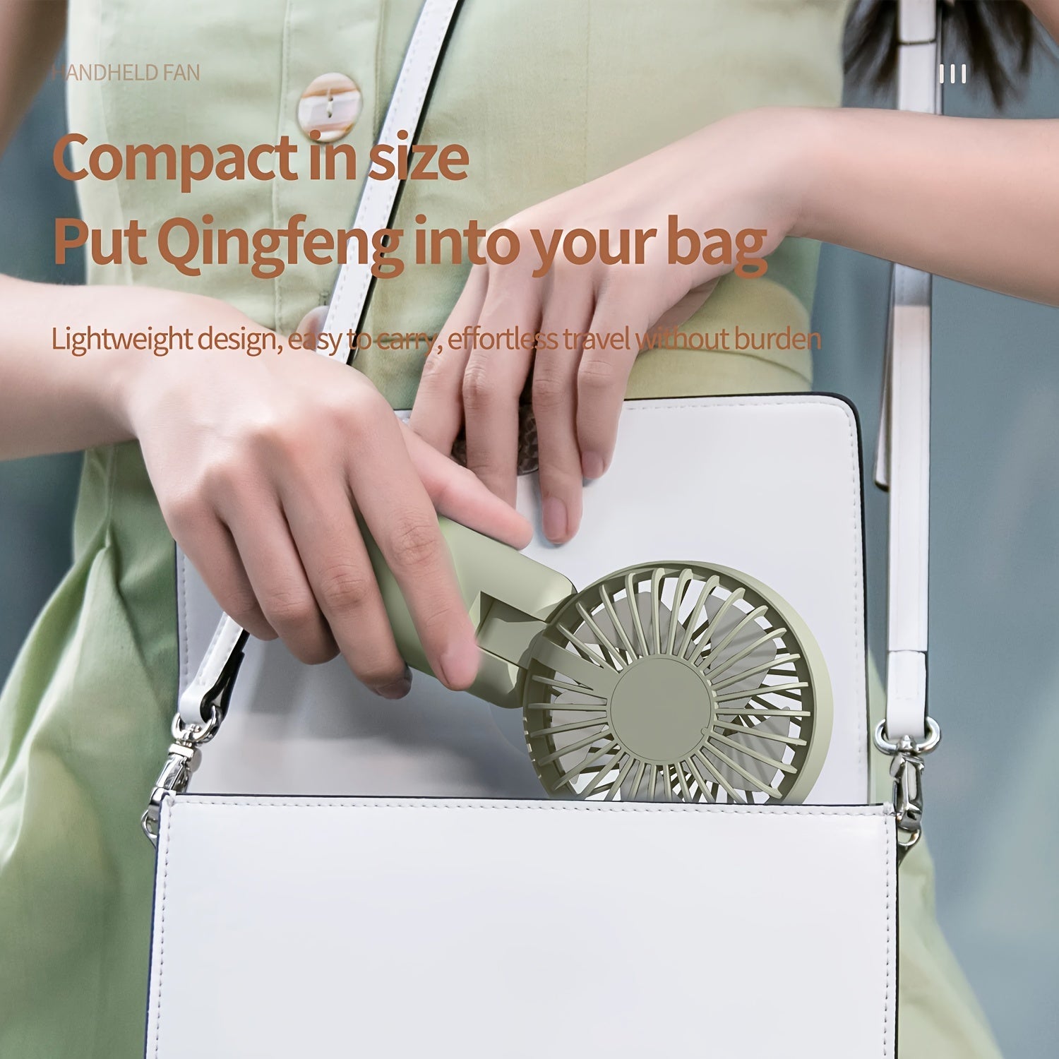 Mini Handheld Desk Fan with 3 Speeds Digital Display and USB Charging