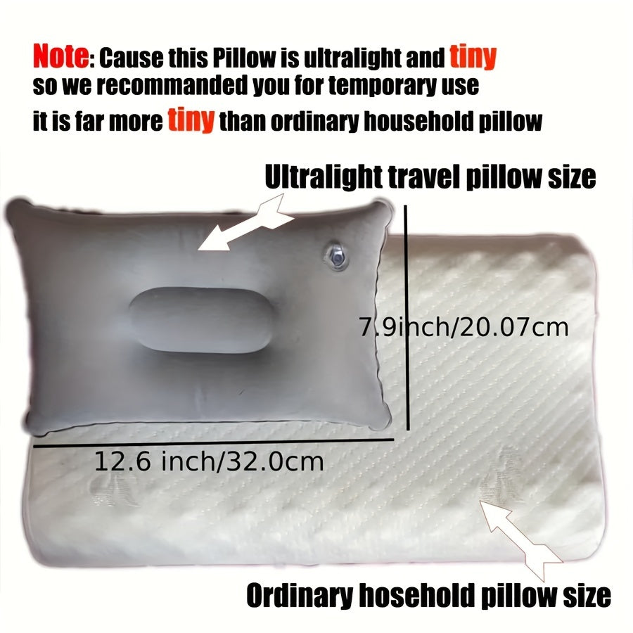 Inflatable PVC Pillow with Flocking Square Design for Camping Travel and Sleeping
