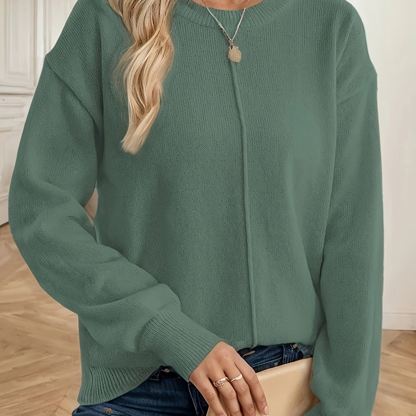 Plus o'lcham ayollar uchun to'liq rangli krujka bo'yinli sviter uzun qolli kuz qish kiyimlari