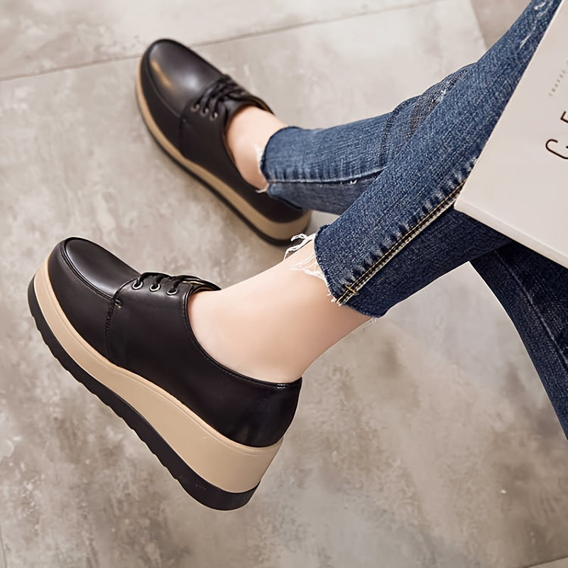 Women's Low Top Sneakers Solid Color Lace-Up All-Season PU Sole