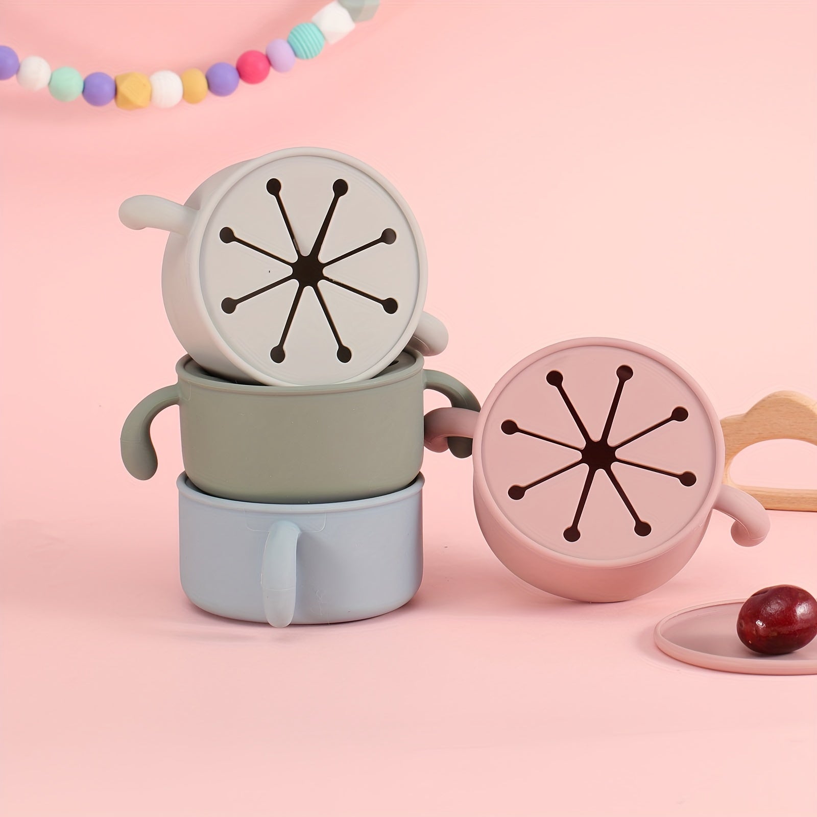 Baby Silicone Snack Bowl with Dustproof Cover and Food Supplement Cup for Food Safety