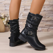 Женские черные ботинки Chelsea с пряжками, искусственная кожа, боковая молния