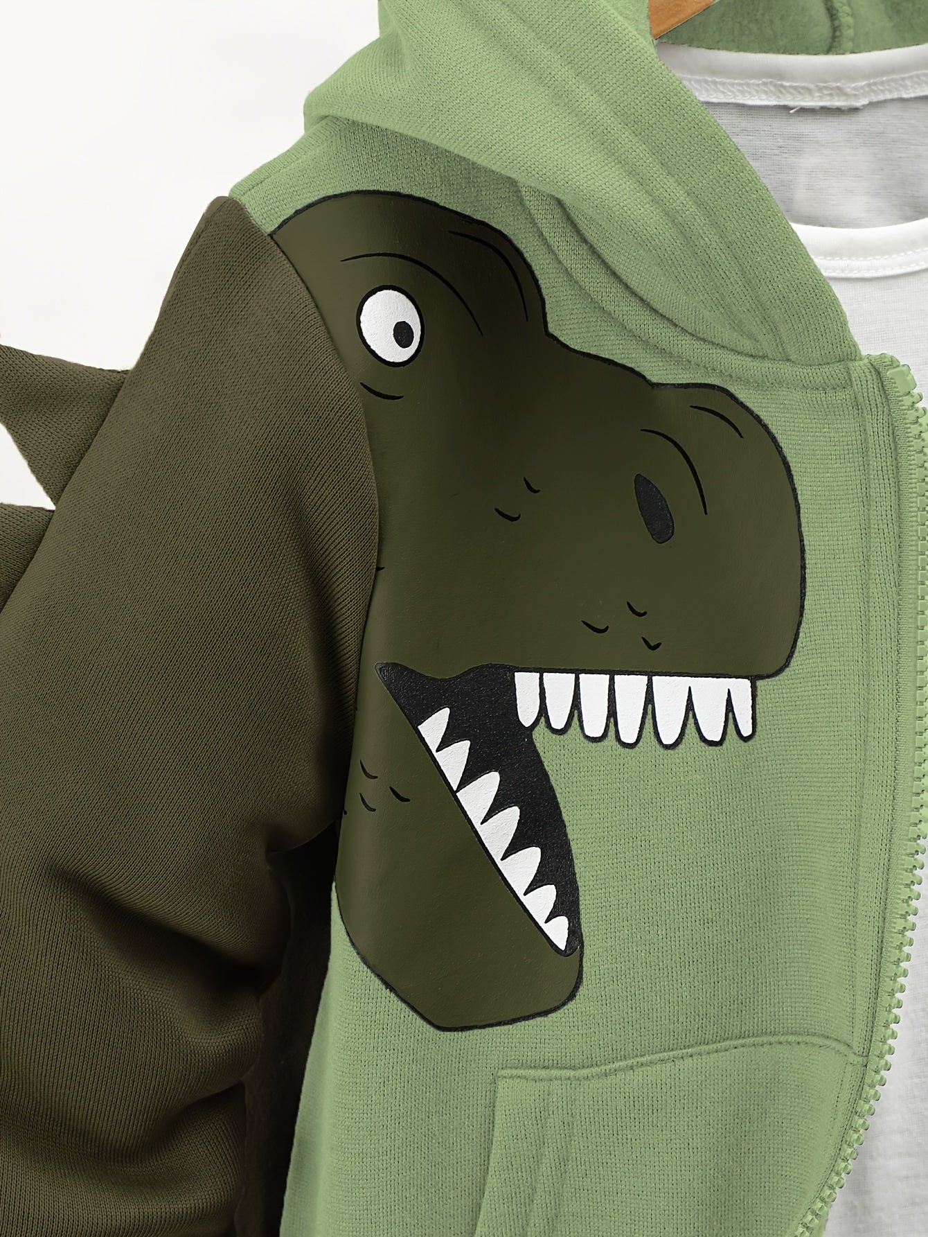 Boys' Dinosaur Print Hoodie and Jogger Set - Cozy Polyester Fall Winter Kids