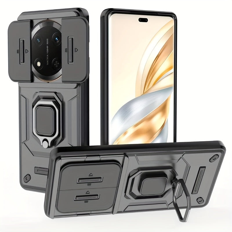 Hybrid Hard PC TPU Phone Case with Rotating Ring Stand for Honor X9C