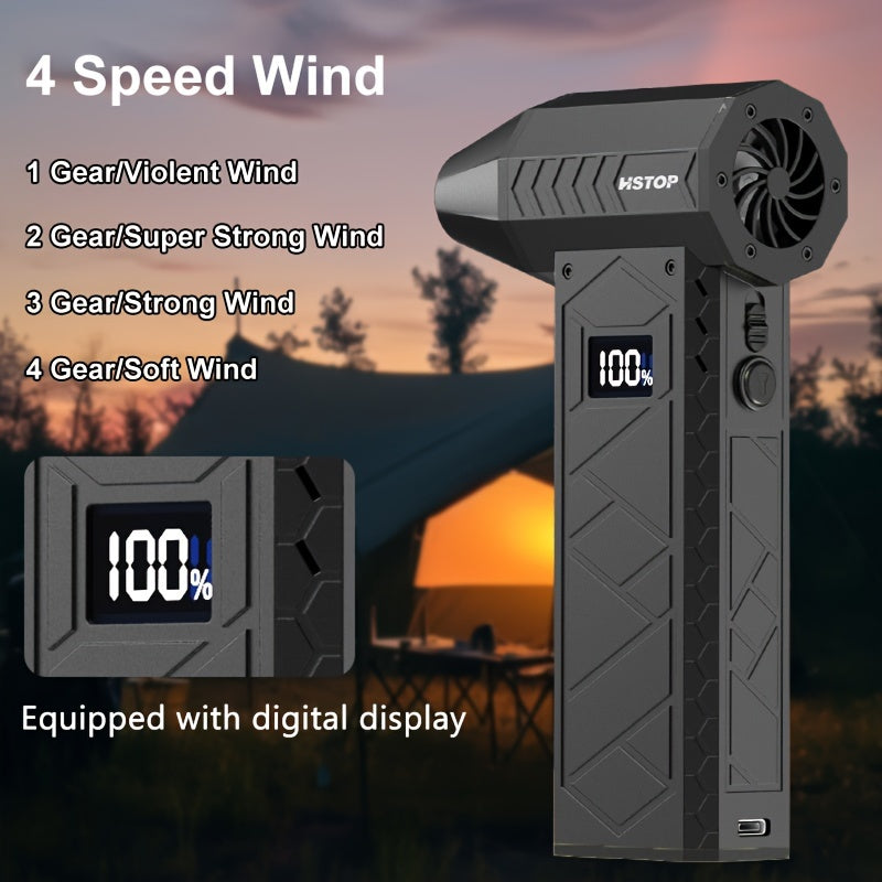 Ручной турбореактивный воздушный насос - перезаряжаемый через USB, черный, портативный вентилятор