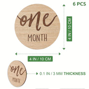Set of 6 Monthly Milestone Cards for Baby Growth Tracking Double-Sided Photo Props