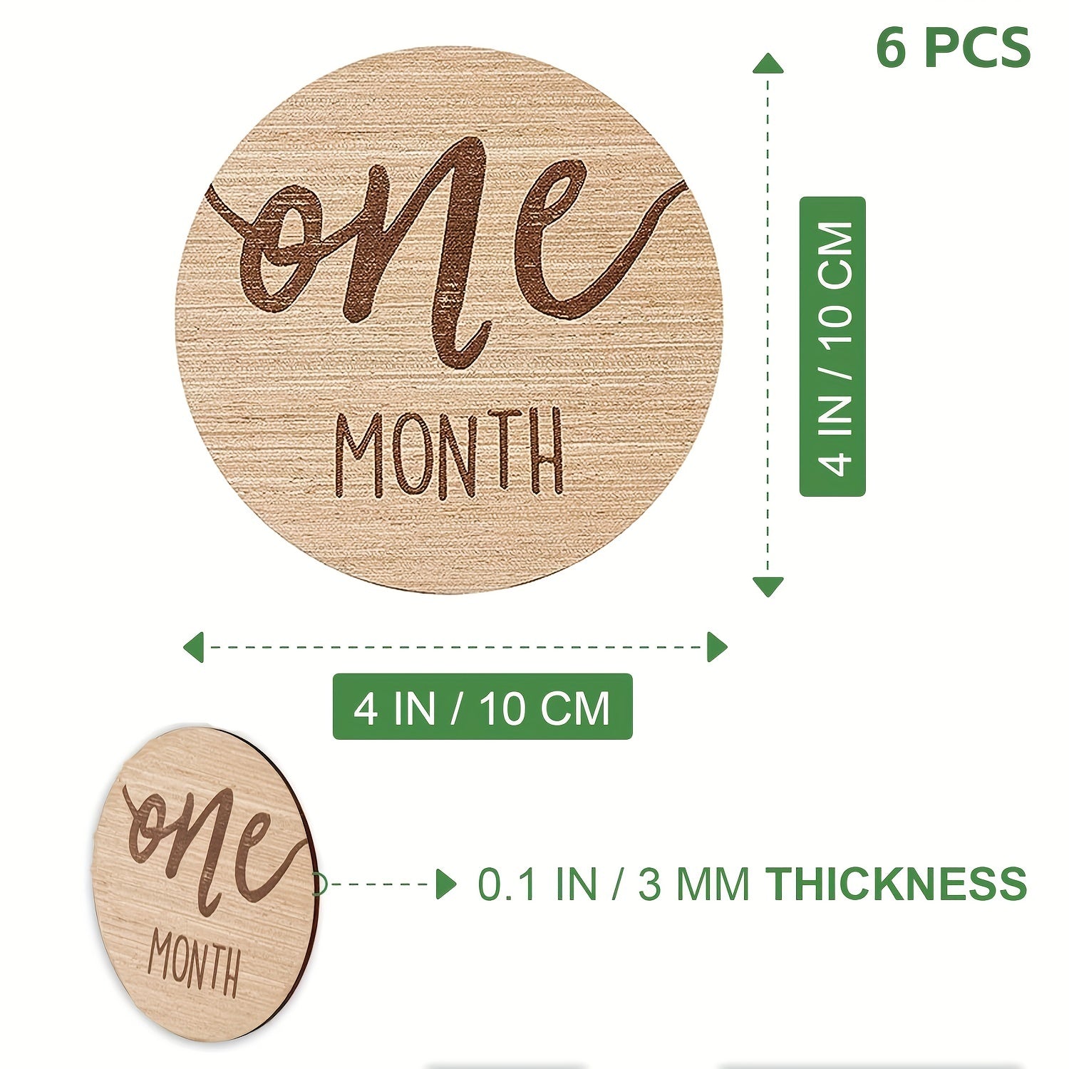 Set of 6 Monthly Milestone Cards for Baby Growth Tracking Double-Sided Photo Props