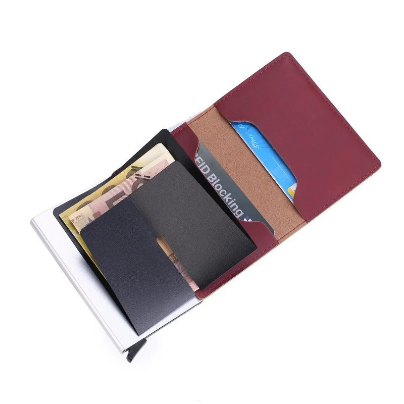 Men's RFID-Blocking Aluminum Alloy Wallet with Multiple Card Slots and Sleek Metal Design