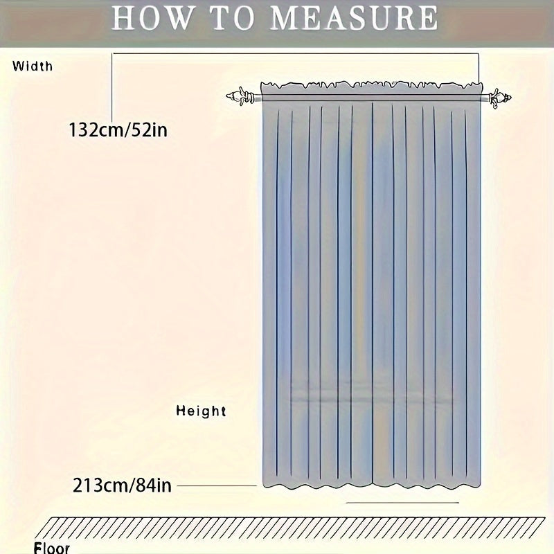 Set of Two Solid Color Sheer Curtains with Rod Pockets for Bedroom or Living Room