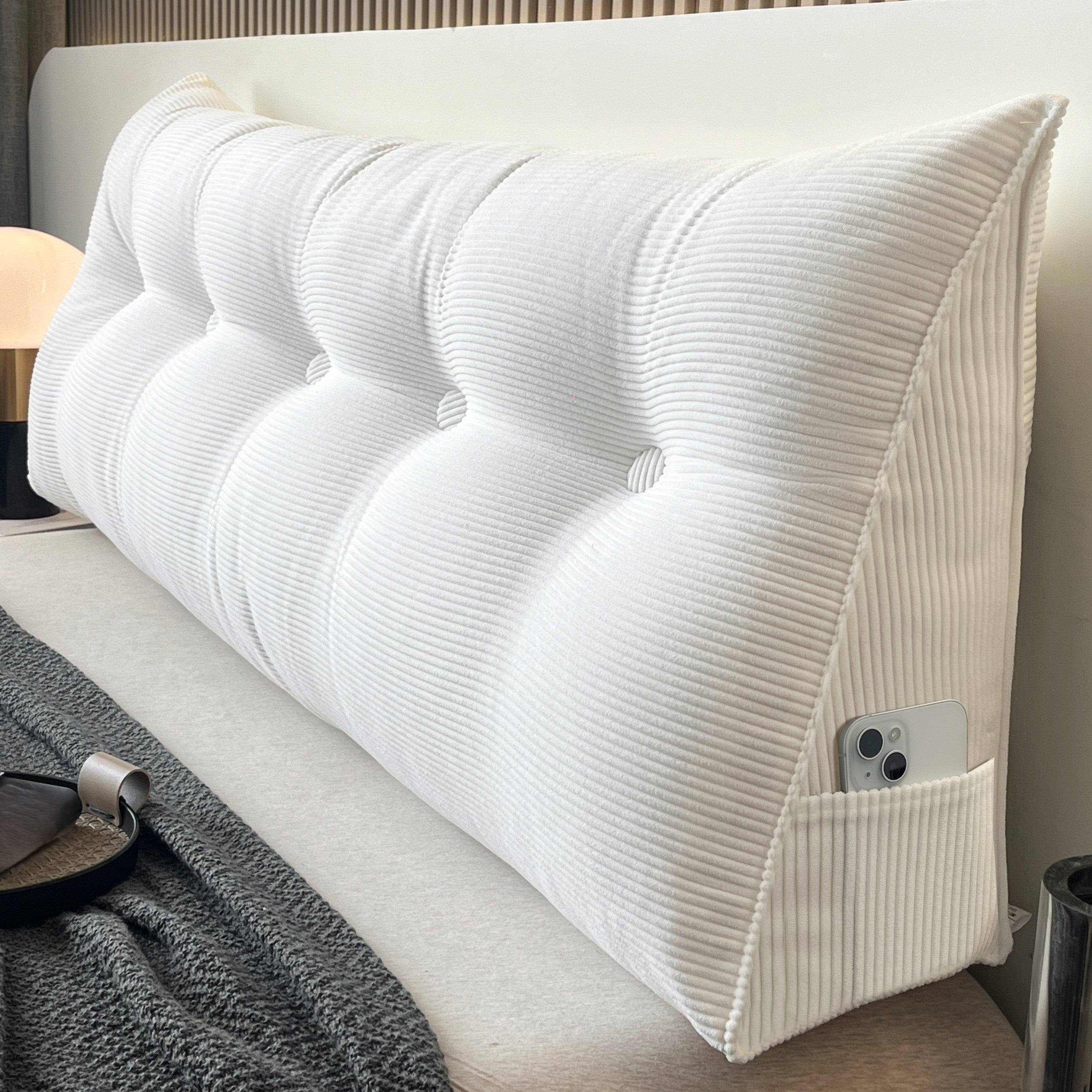 Подушка-кушетка для пола с полосатым дизайном, боковым хранением, мягкой поддержкой спины