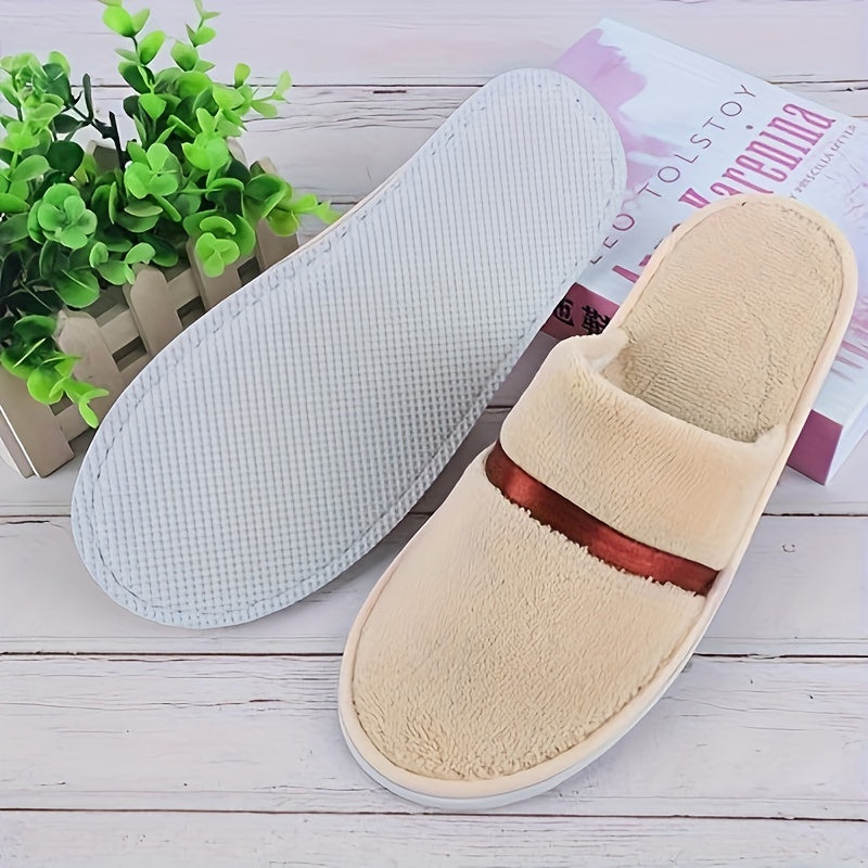 Unisex Coral Fleece Disposable Slippers Thick Warm Non-Slip for Home Travel
