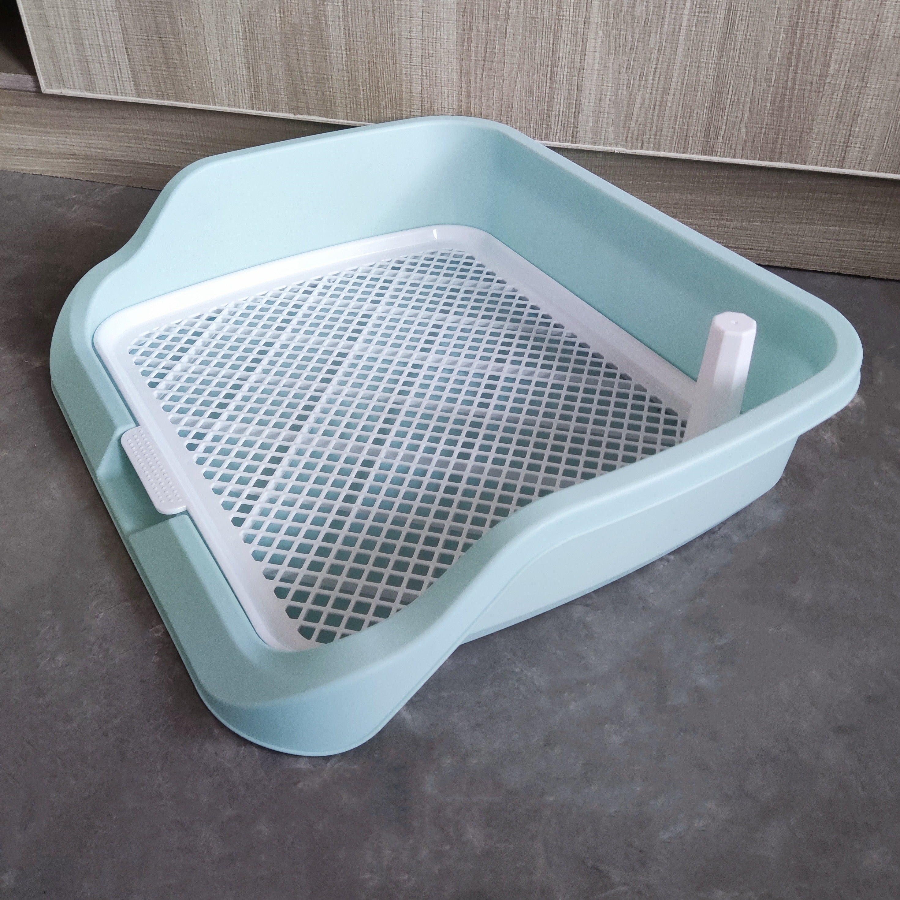 High-Sided Plastic Dog Litter Box with Removable Grid for Small to Medium Breeds