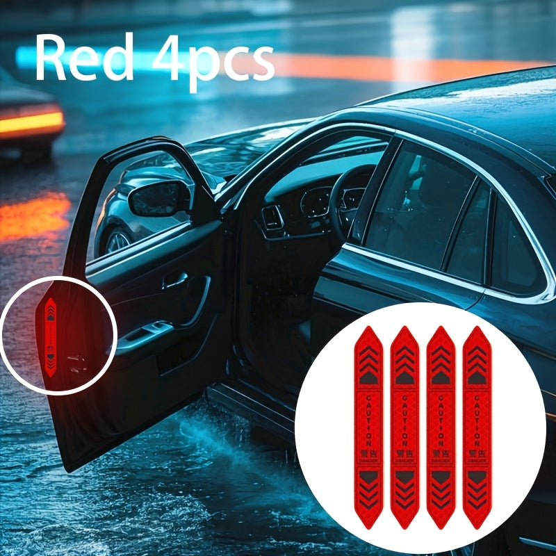 4 dona Avtomobil eshigi ogohlantirish stikerlari, yorituvchi lenta, kechqurun ko'rinish uchun tananing chiziqlari