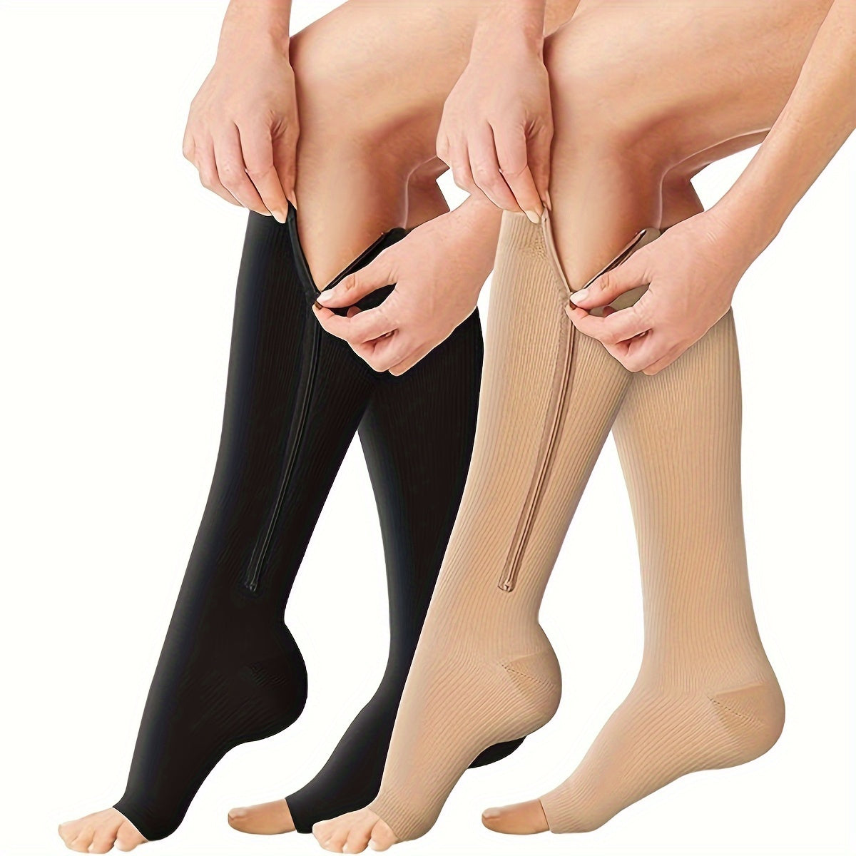 Unisex Compression Socks Breathable Zipper Long Stockings for Men and Women