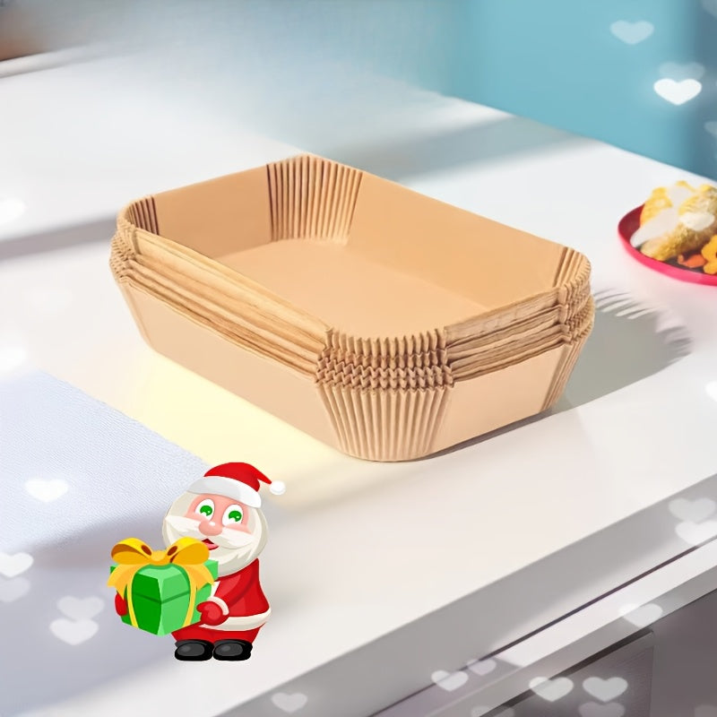 Упаковка из 100 штук антипригарных подкладок для фритюрниц, прочные и устойчивые к маслу и воде, идеальны для выпечки на кухне, на свадьбах, днях рождения и летних вечеринках, изготовлены из материалов без химикатов.