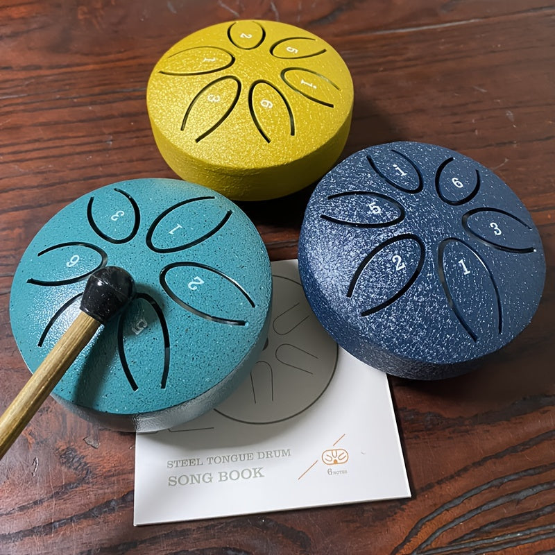 Mini tambor de lengua de acero de 6 notas, instrumento de percusión pequeño para meditación, yoga y relajación
