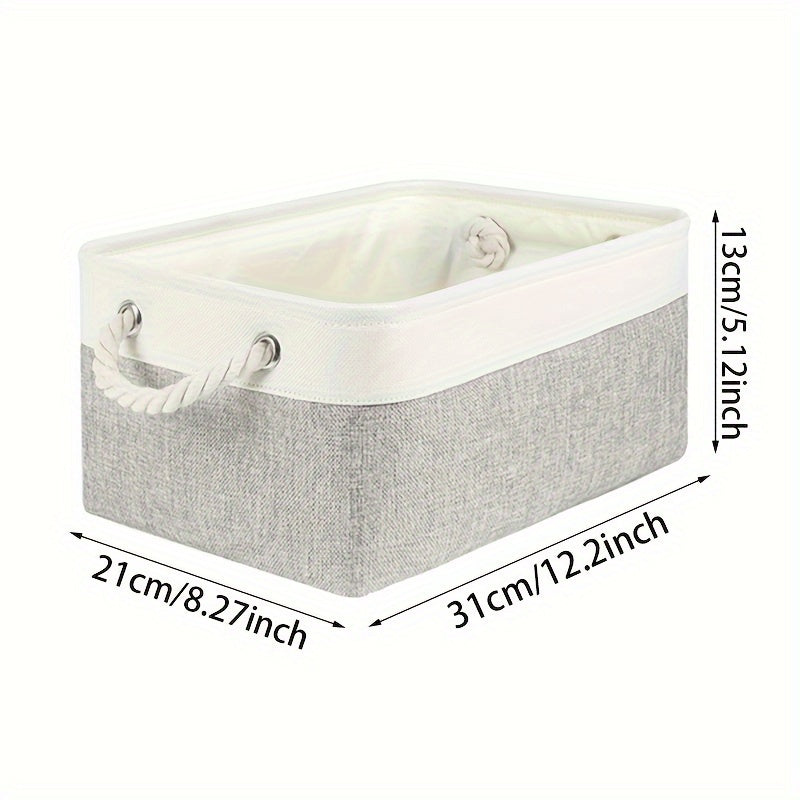 Rectangular Foldable Storage Basket with Handle for Clothes Toys Books in Home and Office