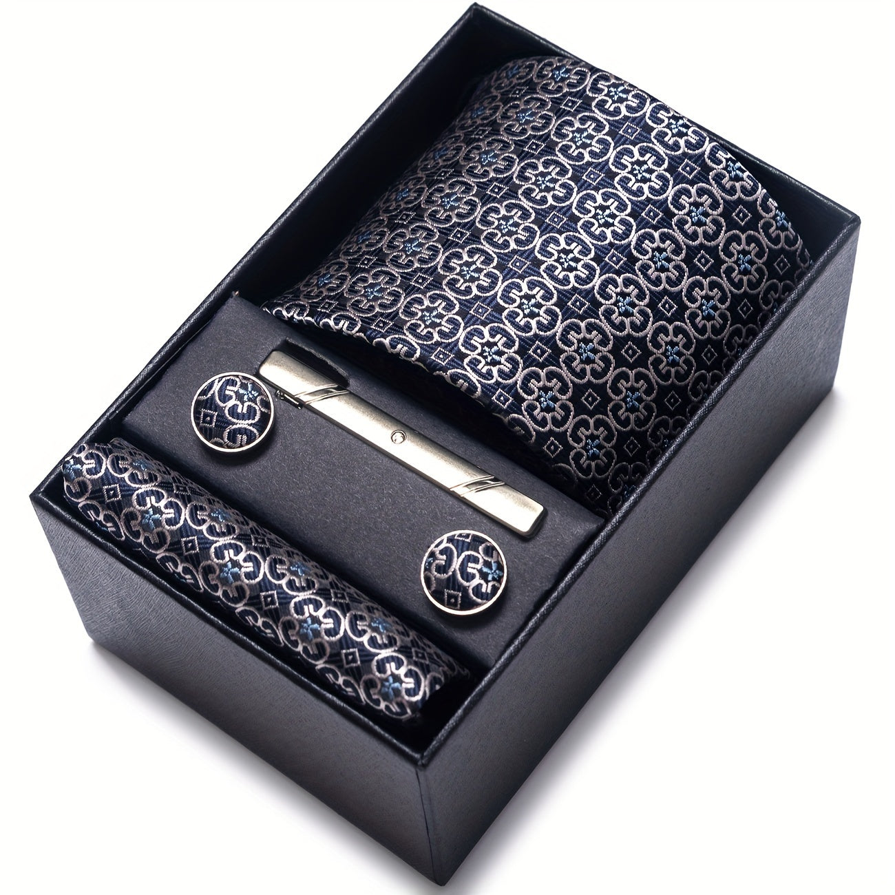 Men's Gift Set Tie Pocket Square Cufflinks Tie Clip Holiday Wedding