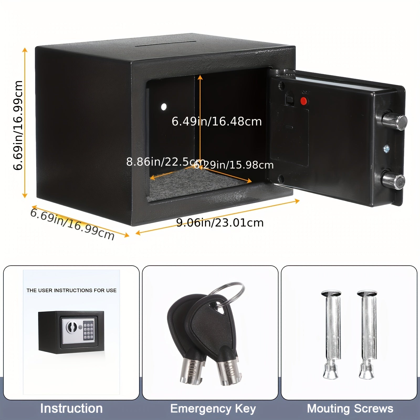 Digital Metal Security Safe with Combination and Key Lock for Valuables in Homes and Offices