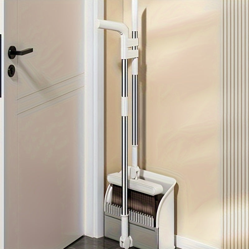 Hand Broom and Dustpan Set for Hard Floors with Plastic Handle and Hair-Resistant Design