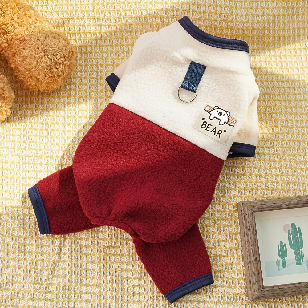 Fleece Pet Jumpsuit for Small to Medium Dogs and Cats Winter Fall Pullover