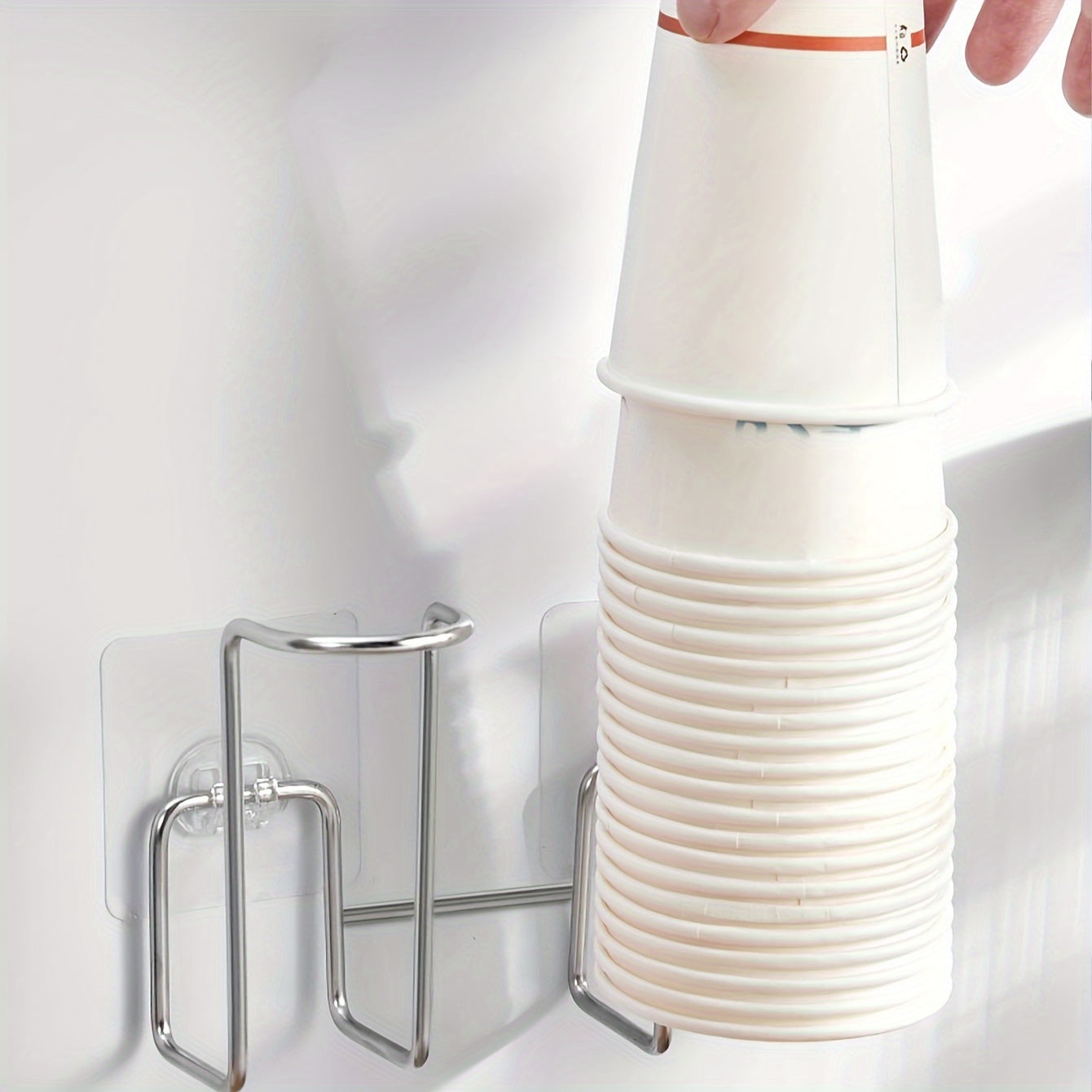 Organizador de tazas de acero inoxidable de montaje en pared para oficina, cocina y hogar