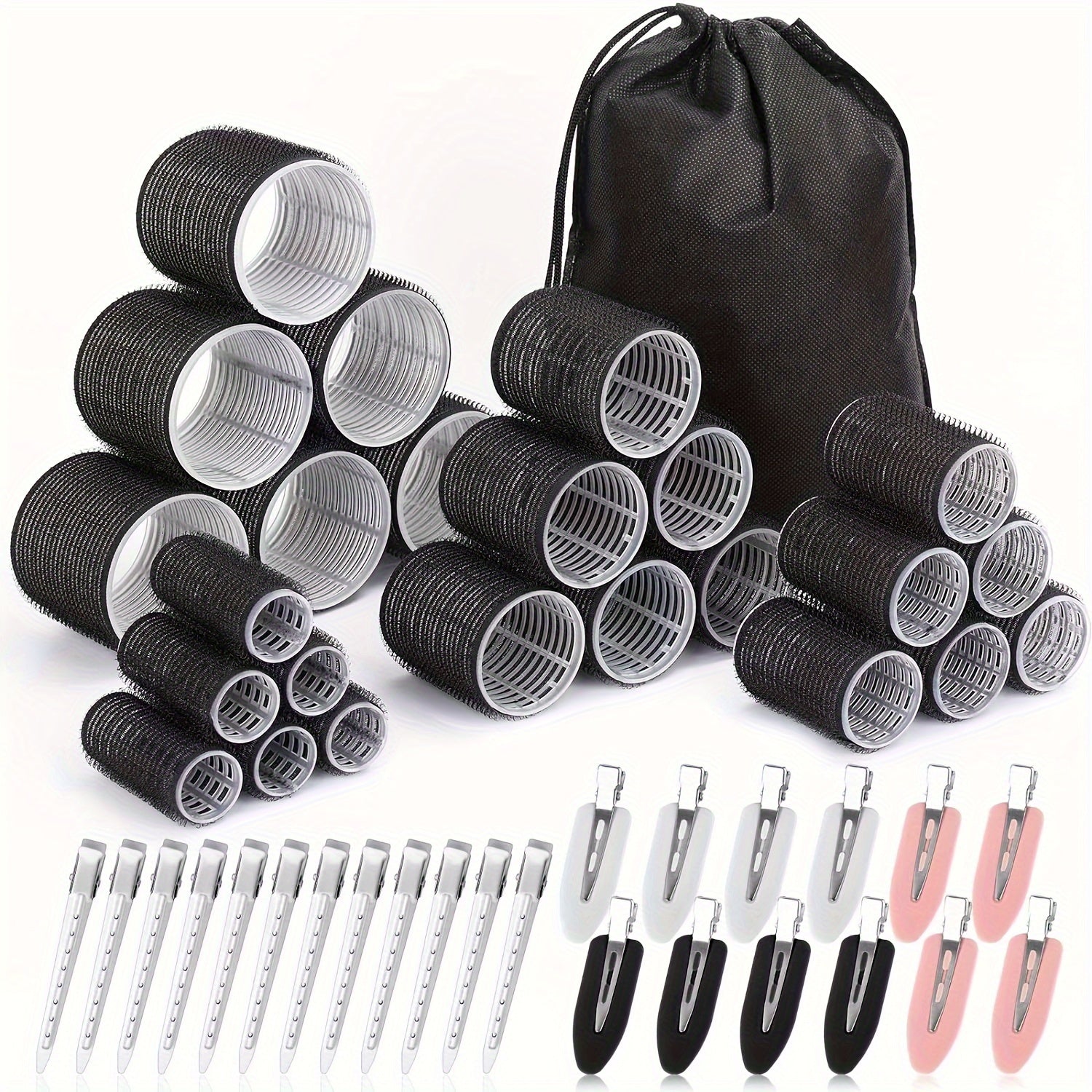 Hair Styling Accessories Kit with 49 Heatless Curlers and Hair Clips for Women Girls