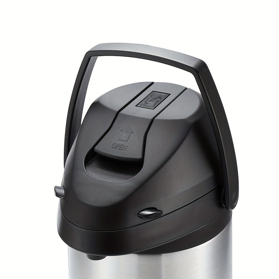 3L Stainless Steel Thermal Carafe Insulated Beverage Dispenser Pump Action No Electricity Needed