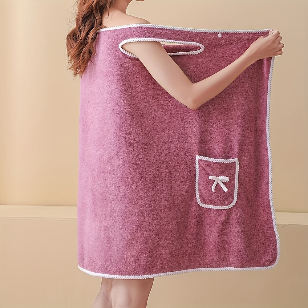 Women's Bath Towel with Pocket Absorbent and Adjustable for Bathroom and Home
