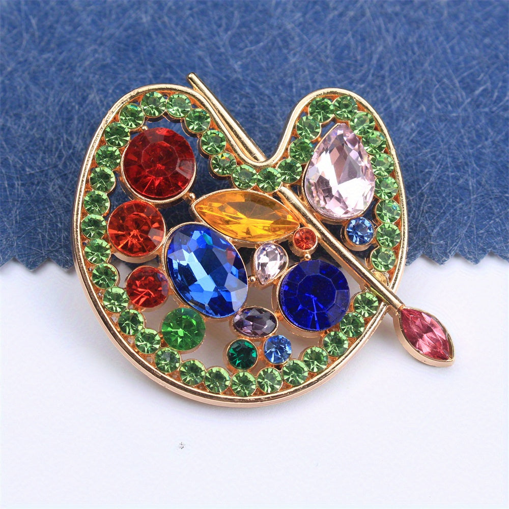 Elegant Multicolor Rhinestone Oil Painting Brooch for Women Irregular Pin Accessory for Clothing Bags Hats