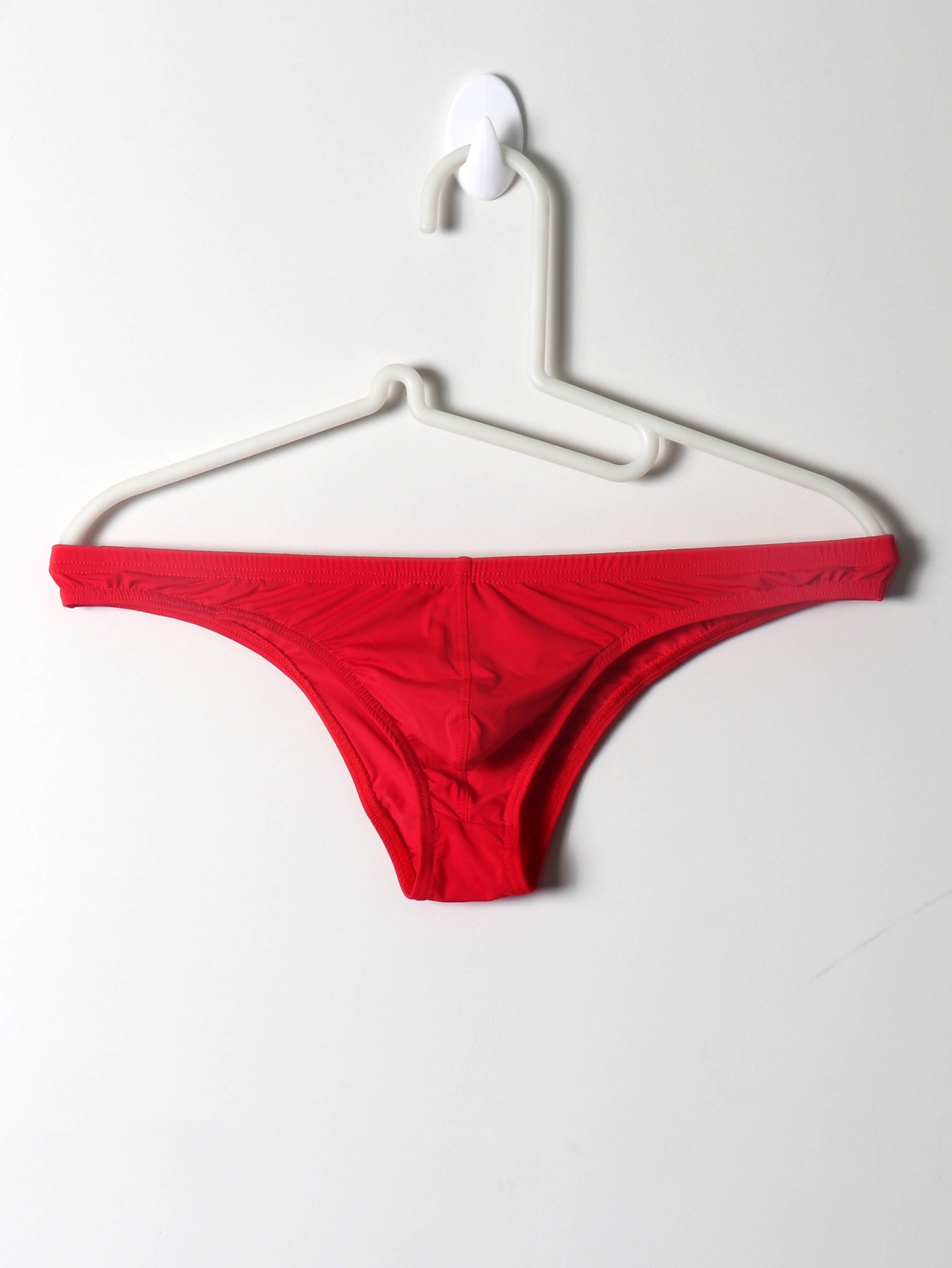 Men's Low-Rise Breathable Triangle Underwear Solid Color Semi-Sheer U-Shaped Pouch