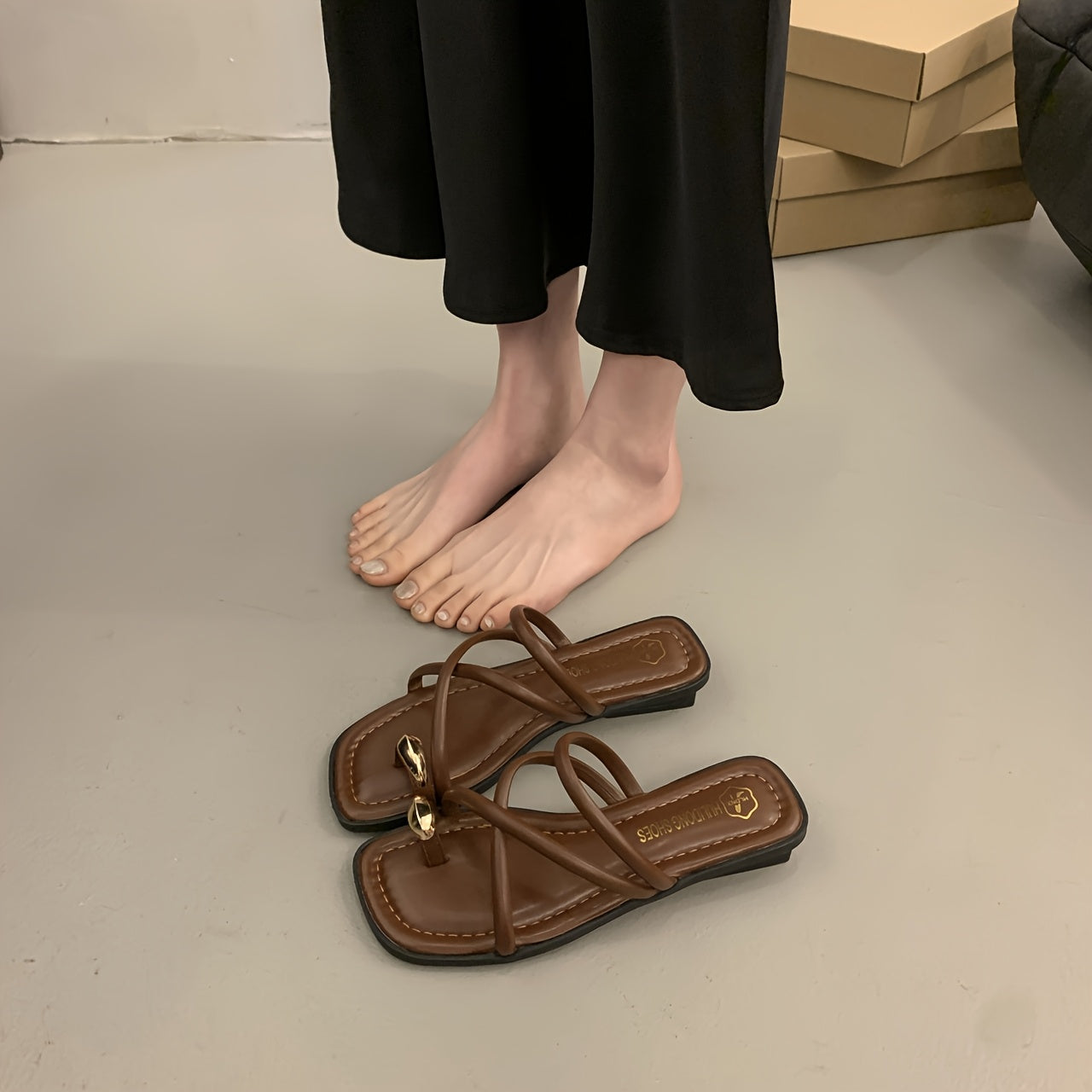 Women's Slide Sandals Open-Toe Cushioned Non-Slip Summer Casual Black White