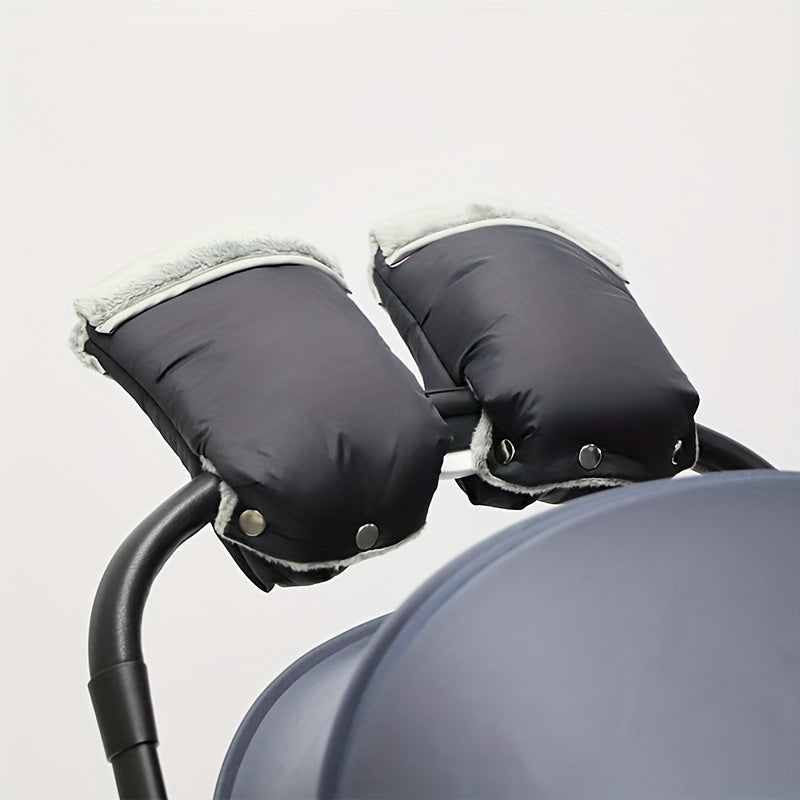 Unisex Windproof Waterproof Gloves with Plush Lining for Stroller Outings