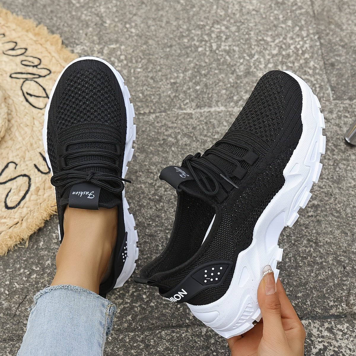 Women's Spring Summer Breathable Slip-On Sneakers Low-Top Casual Shoes