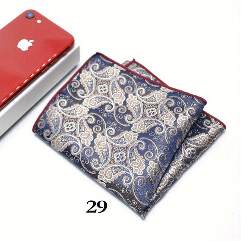 Pañuelo de bolsillo de jacquard paisley para hombre, patrón de anacardo, accesorio elegante